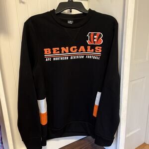 Cincinnati Bengals Long Sleeve Crew Sweatshirt Black/Orange Logo Size Small